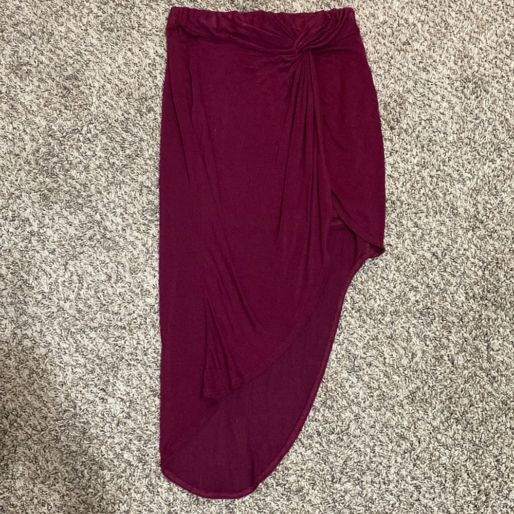 Maroon Asymmetrical Skirt